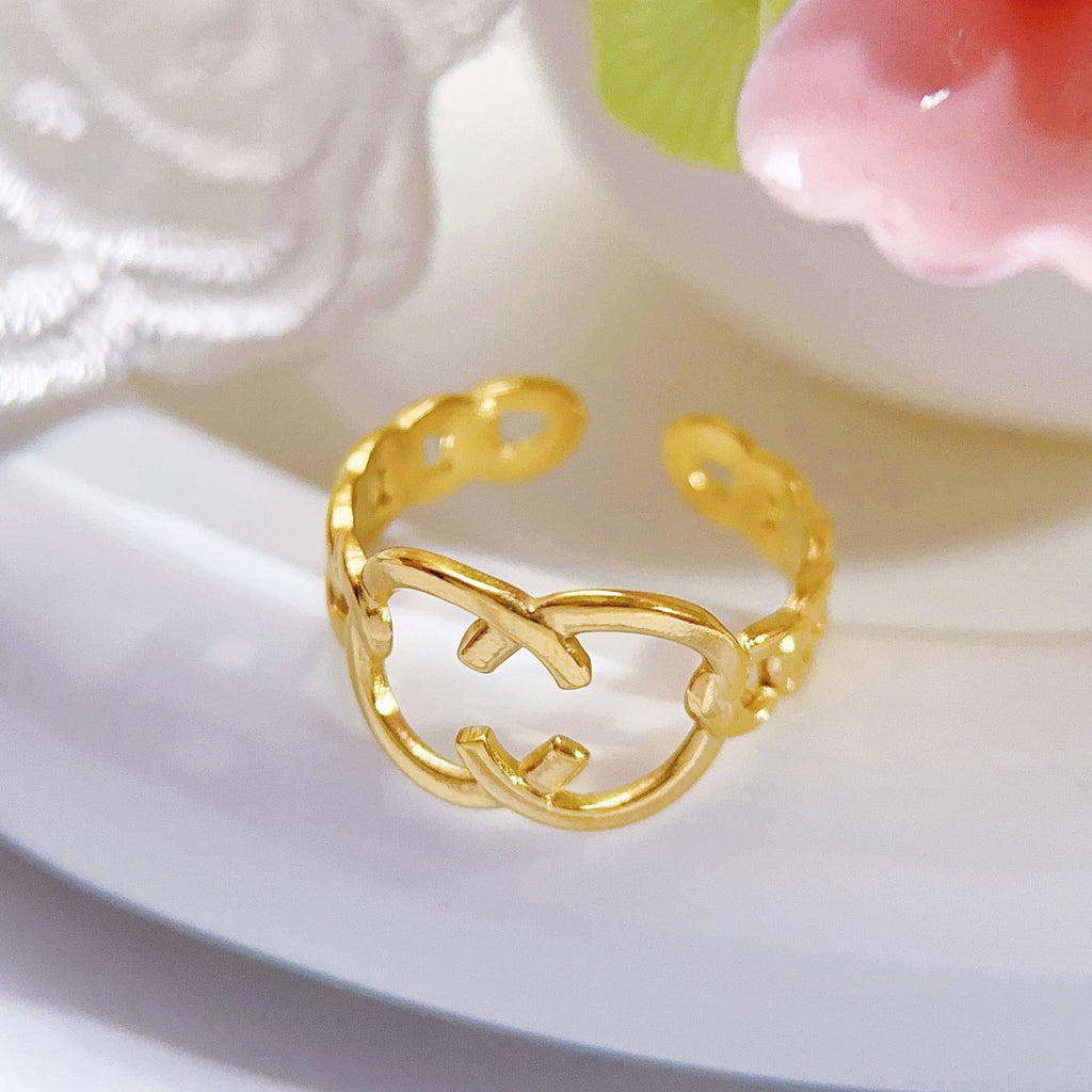Stainless Steel Heart-shaped Ring for Women - Trendy Accessory