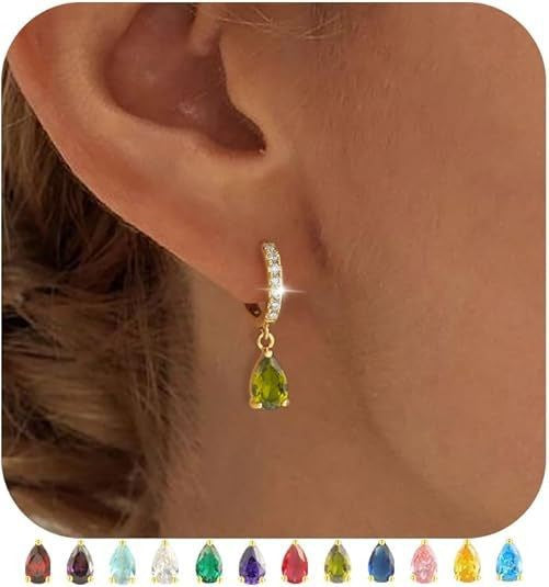 Womens Versatile Colorful Water-drop Stud Earrings
