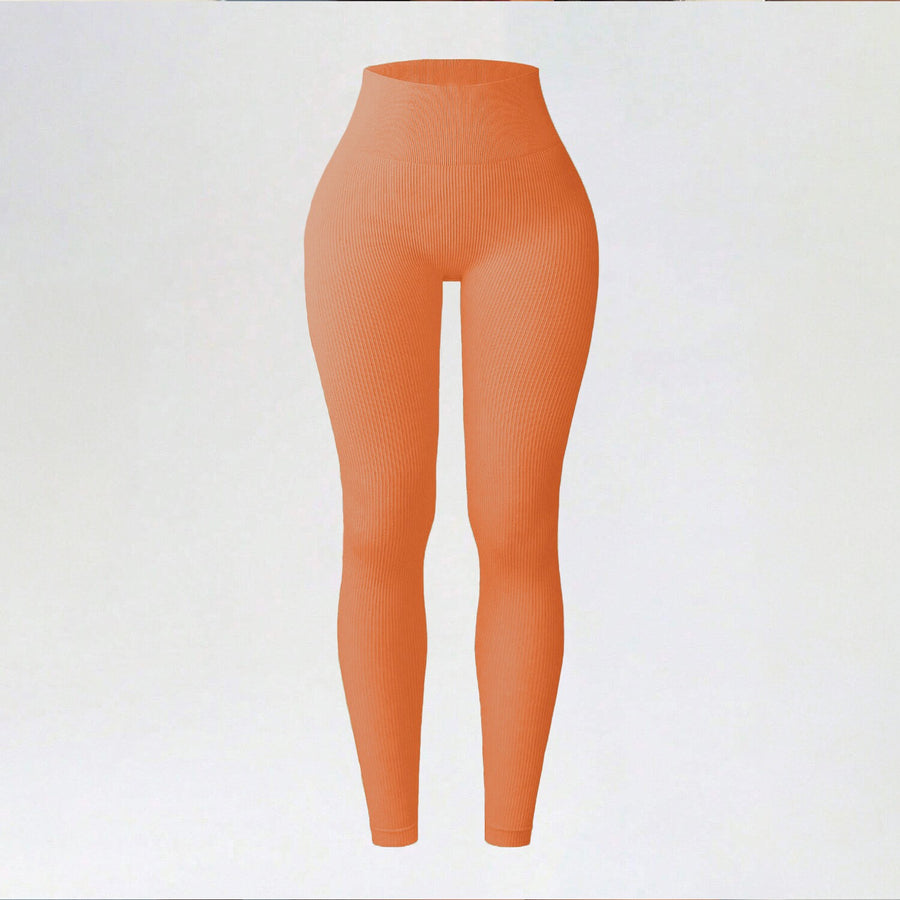 Ribbed Seamless High-Waisted Yoga Leggings for Autumn