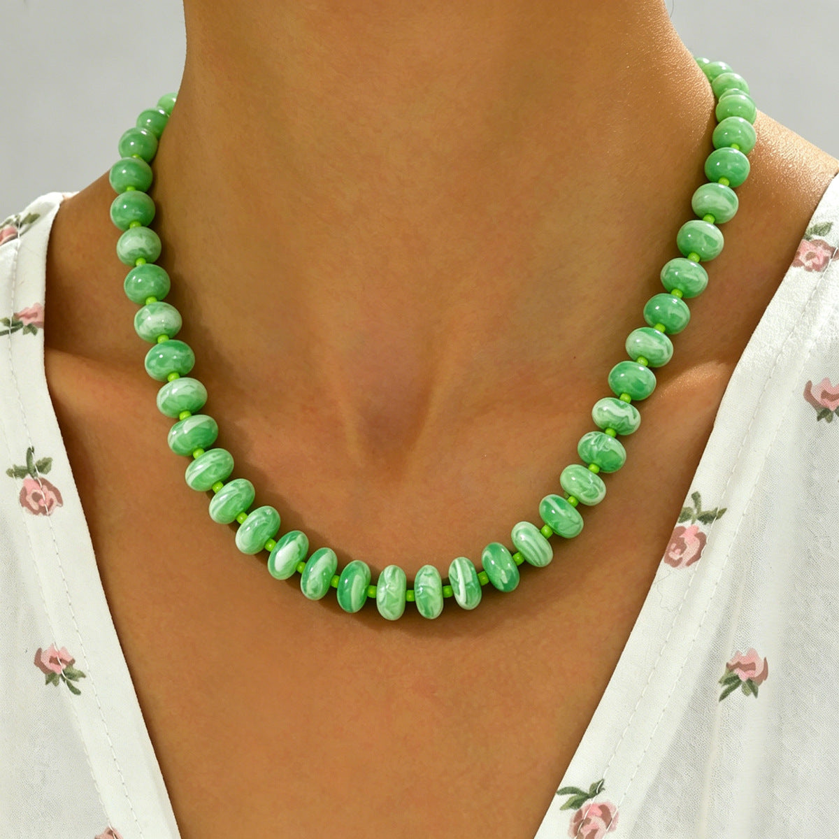 Geometric Dopamine Color Handmade Beaded Necklace for Women