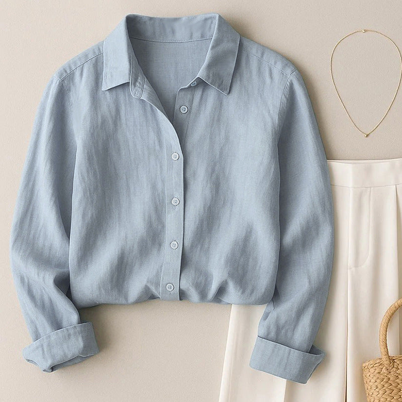 French-style Loose-fit Casual Solid-color Shirt for You