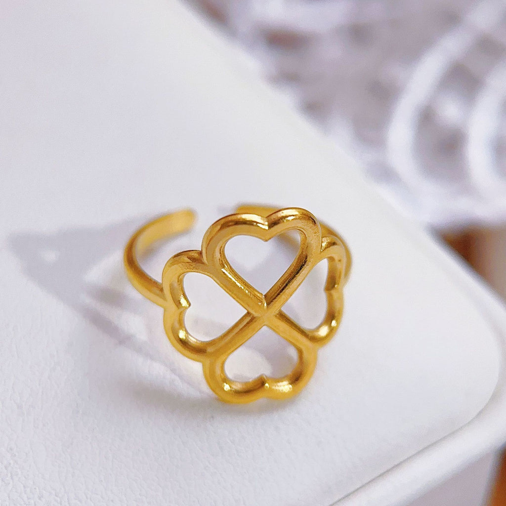 Stainless Steel Heart-shaped Ring for Women - Trendy Accessory