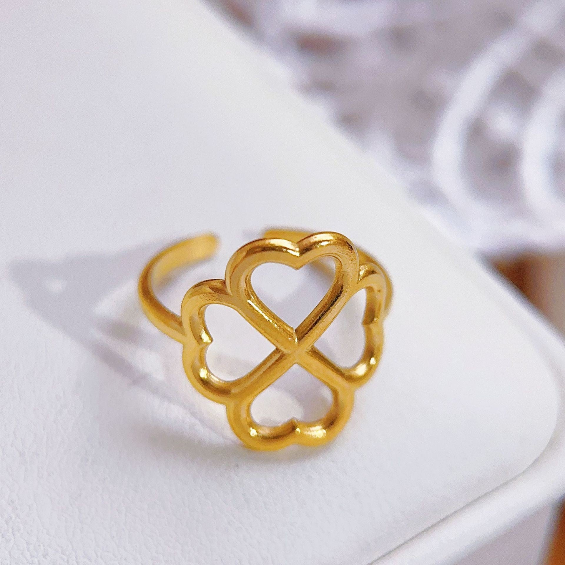 Stainless Steel Heart-shaped Ring for Women - Trendy Accessory