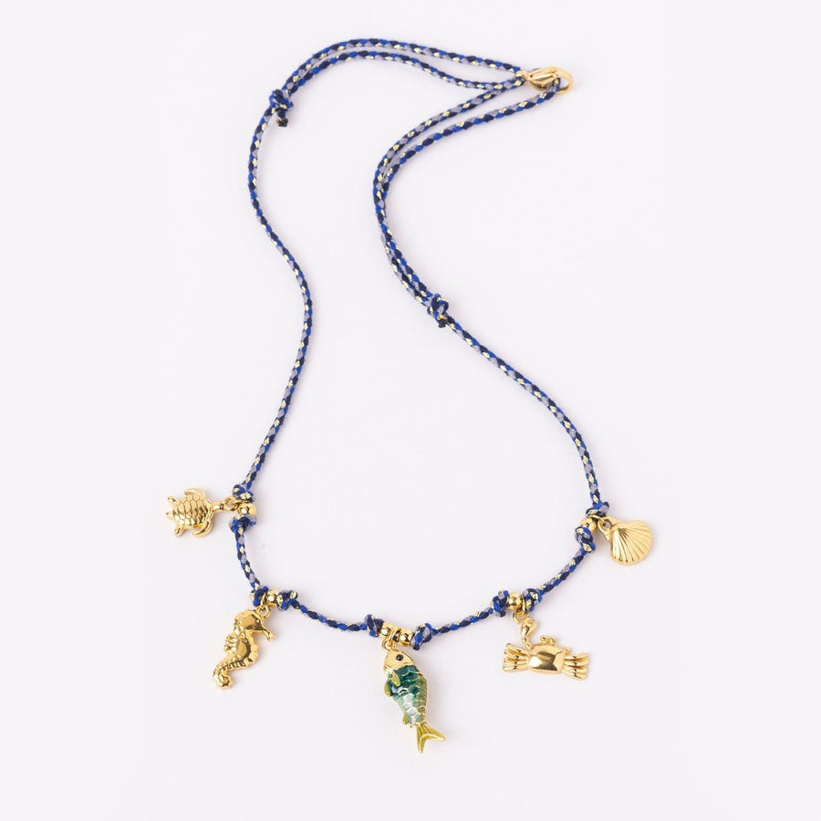 Colorful Rope Ocean Little Fish Pendant Necklace