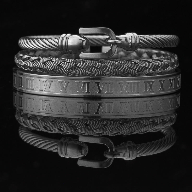 Vintage Copper Zirconium Crown Woven Bracelet Suit