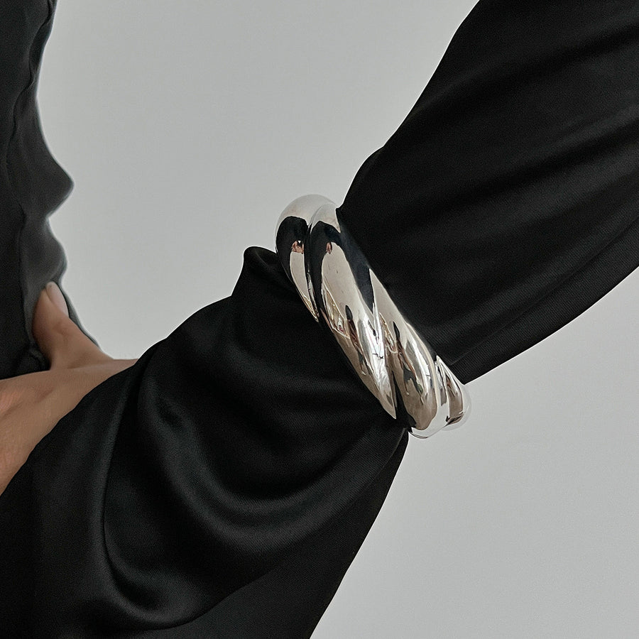 Exaggerated Glossy Fashion Wide Open Bangle for Women
