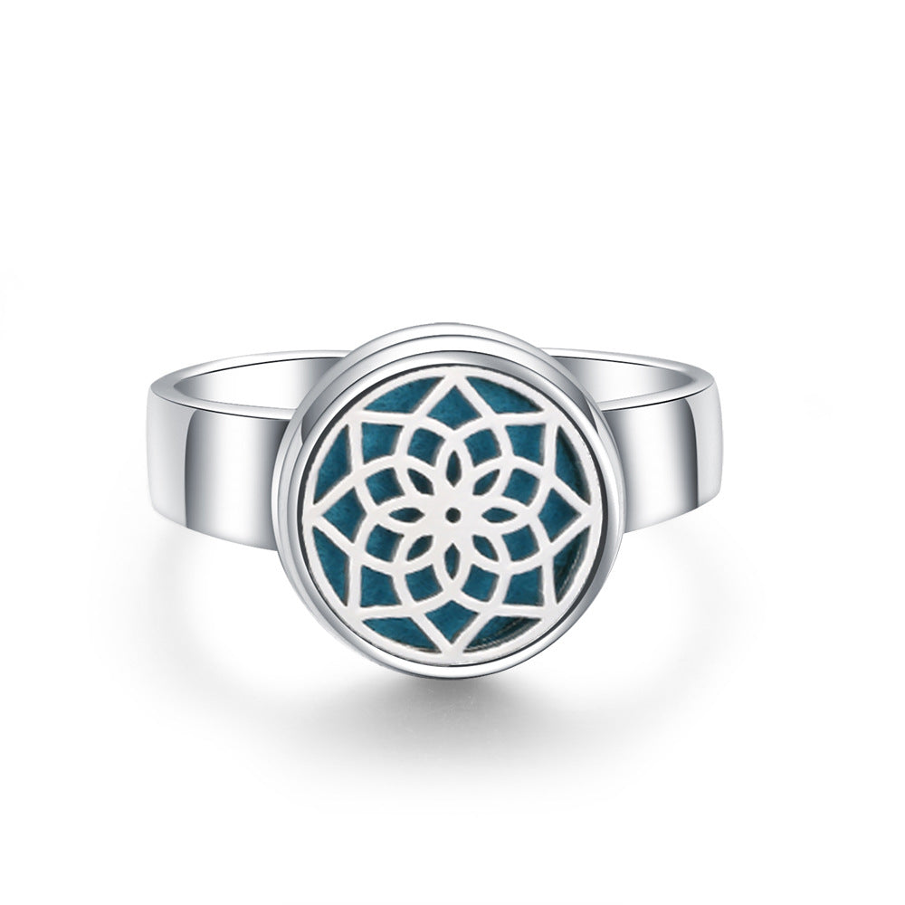 Stainless Steel Aromatherapy Locket Ring - Tree of Life Design