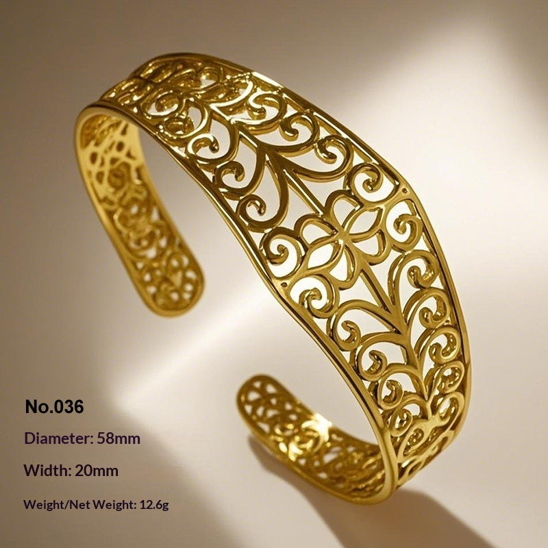 Retro Irregular Hollowed-Out Titanium Steel Bracelet