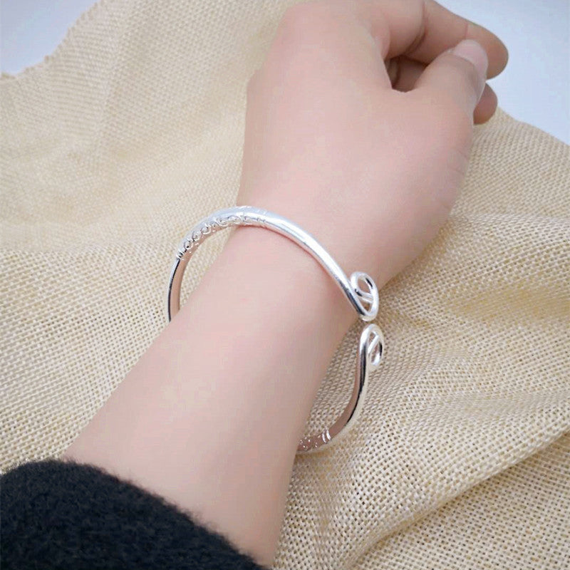 Ethnic Style Retro Miao Silver Plated Lucky Word Bracelet