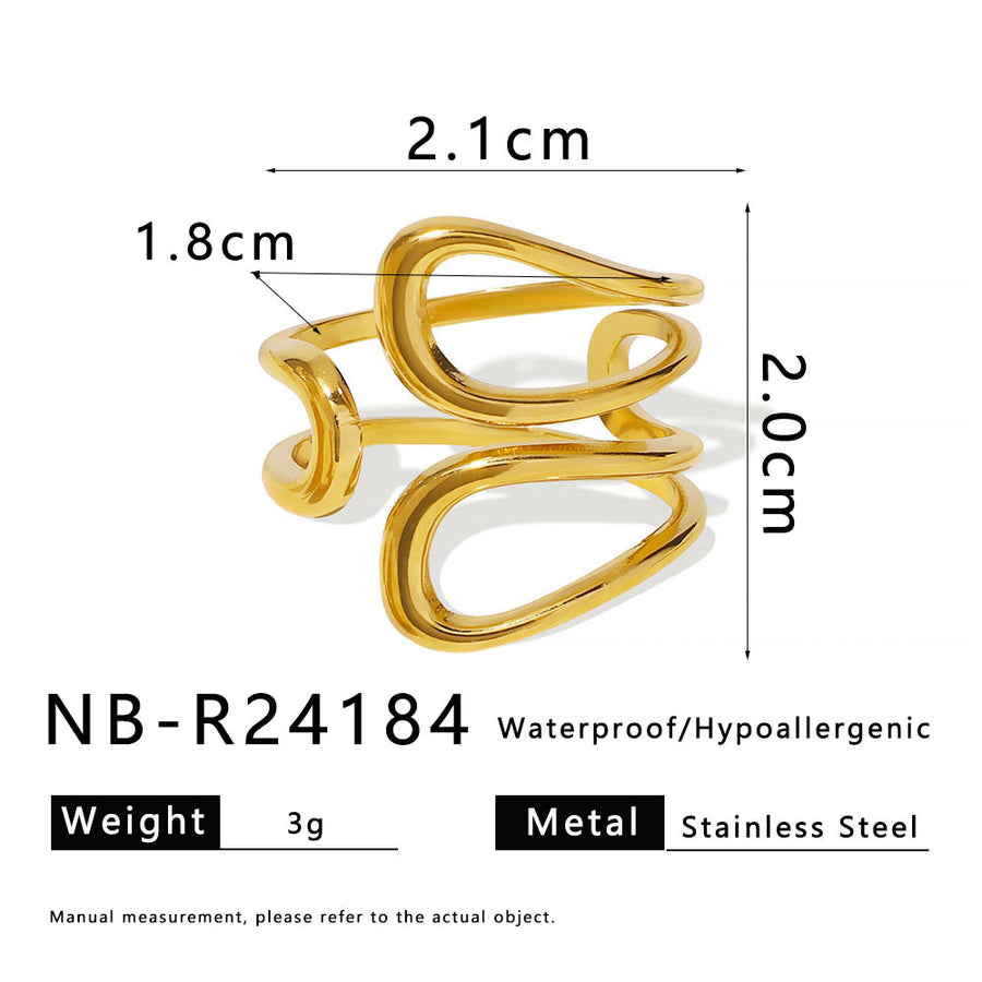 Womens Stainless Steel Geometric Line Ring - Chic and Stylish