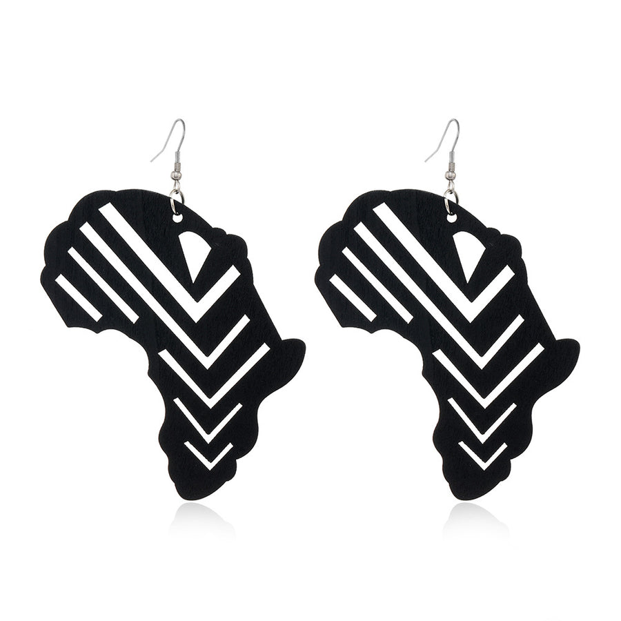 Black Hollow-Out Wooden Earrings - Trendy Statement Jewelry