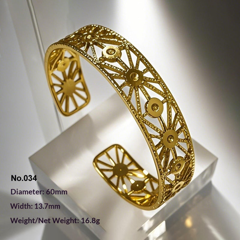 Retro Irregular Hollowed-Out Titanium Steel Bracelet