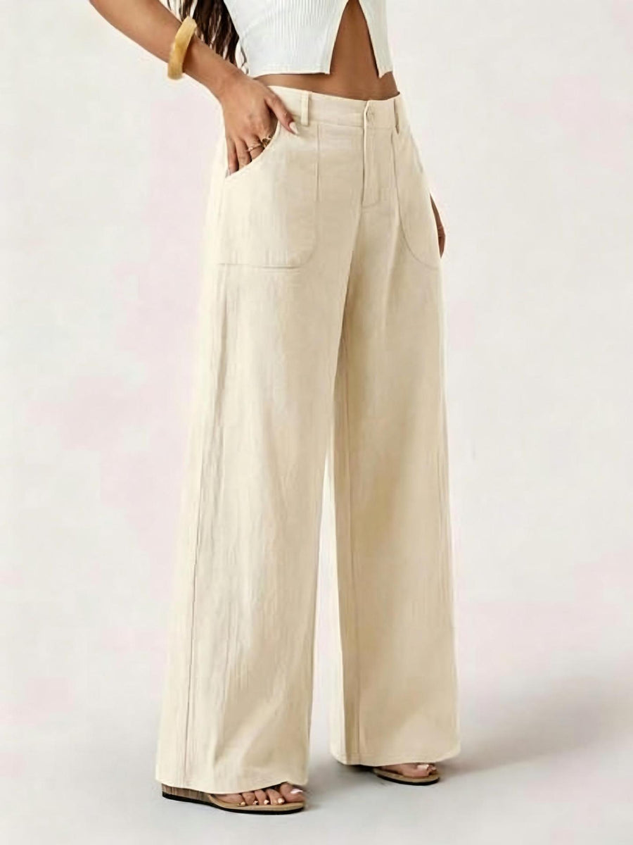 New Womens Cotton-linen Wide-leg Pants for Effortless Style