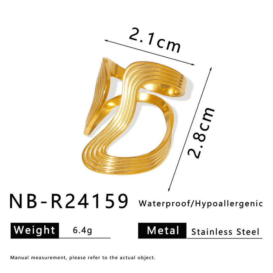 Womens Stainless Steel Geometric Line Ring - Chic and Stylish