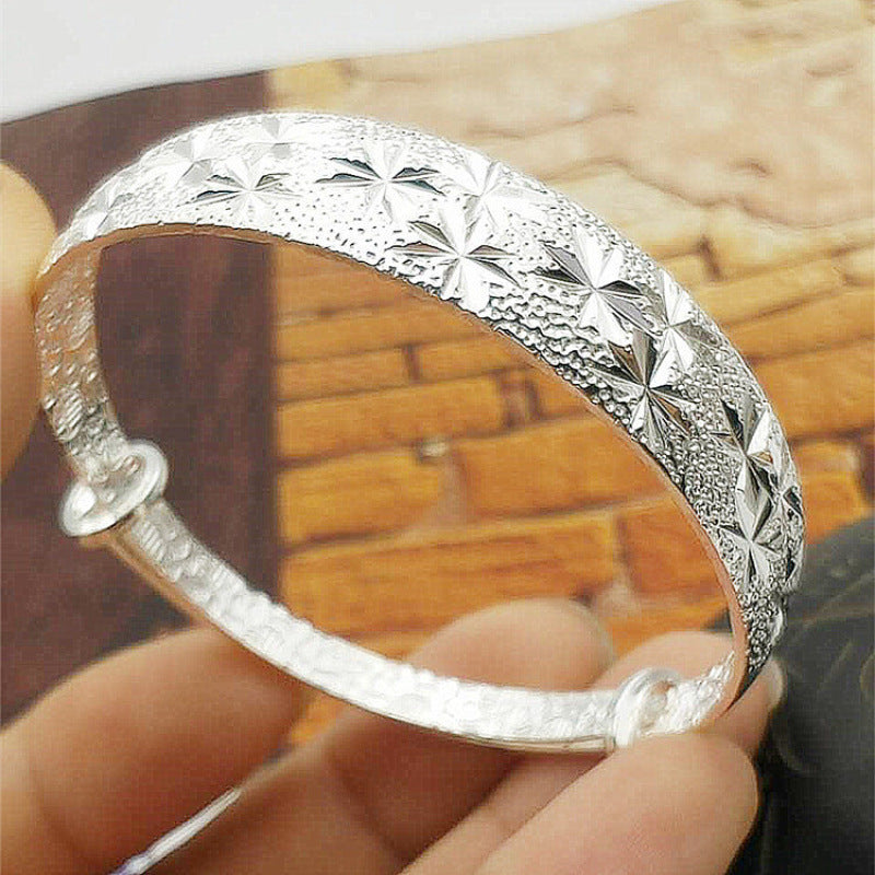 Ethnic Style Retro Miao Silver Plated Lucky Word Bracelet