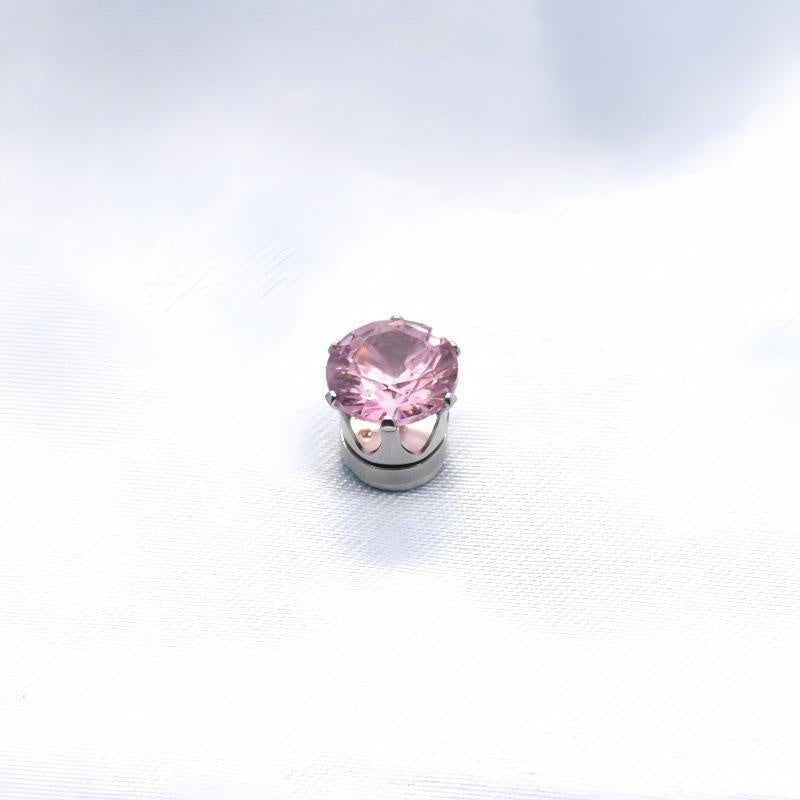 Magnetic Ear Clip with Zircon Inlay - Elegant Stainless Steel Design