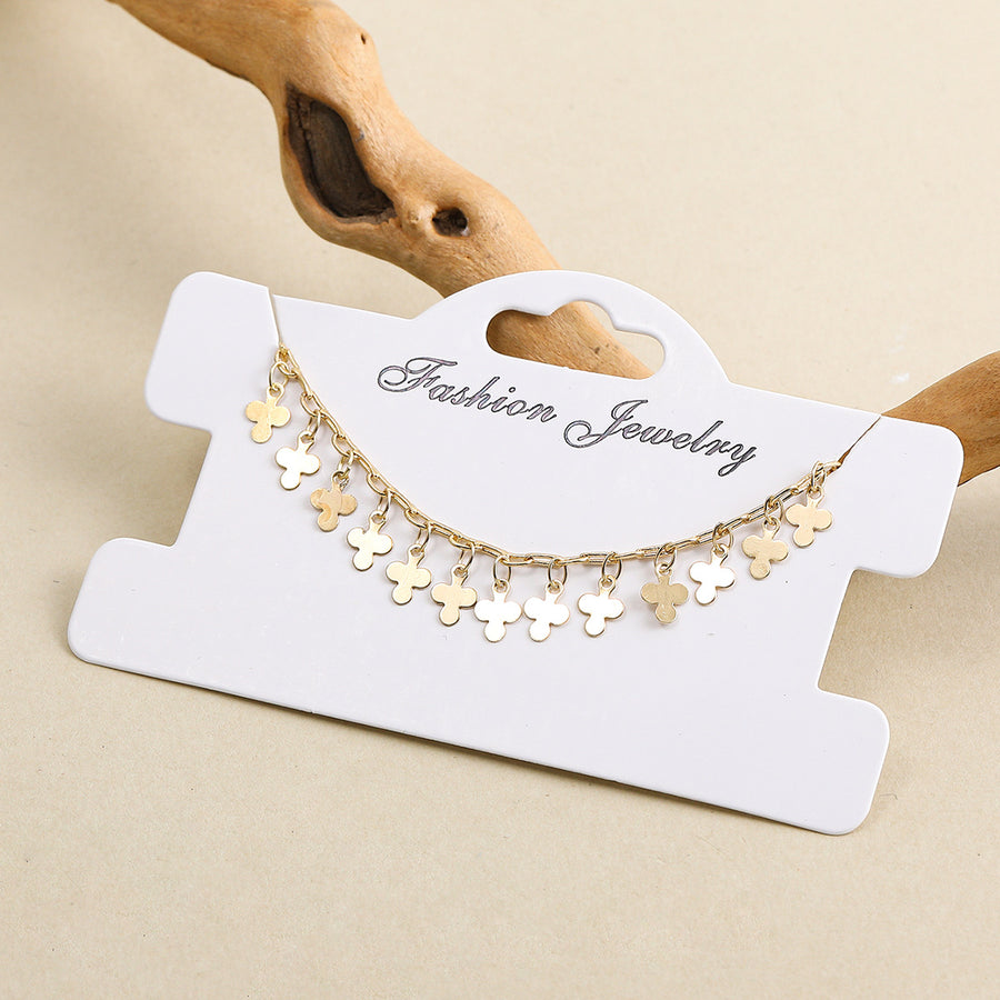 Bohemian-style Cross and Double-heart Multi-layer Anklet