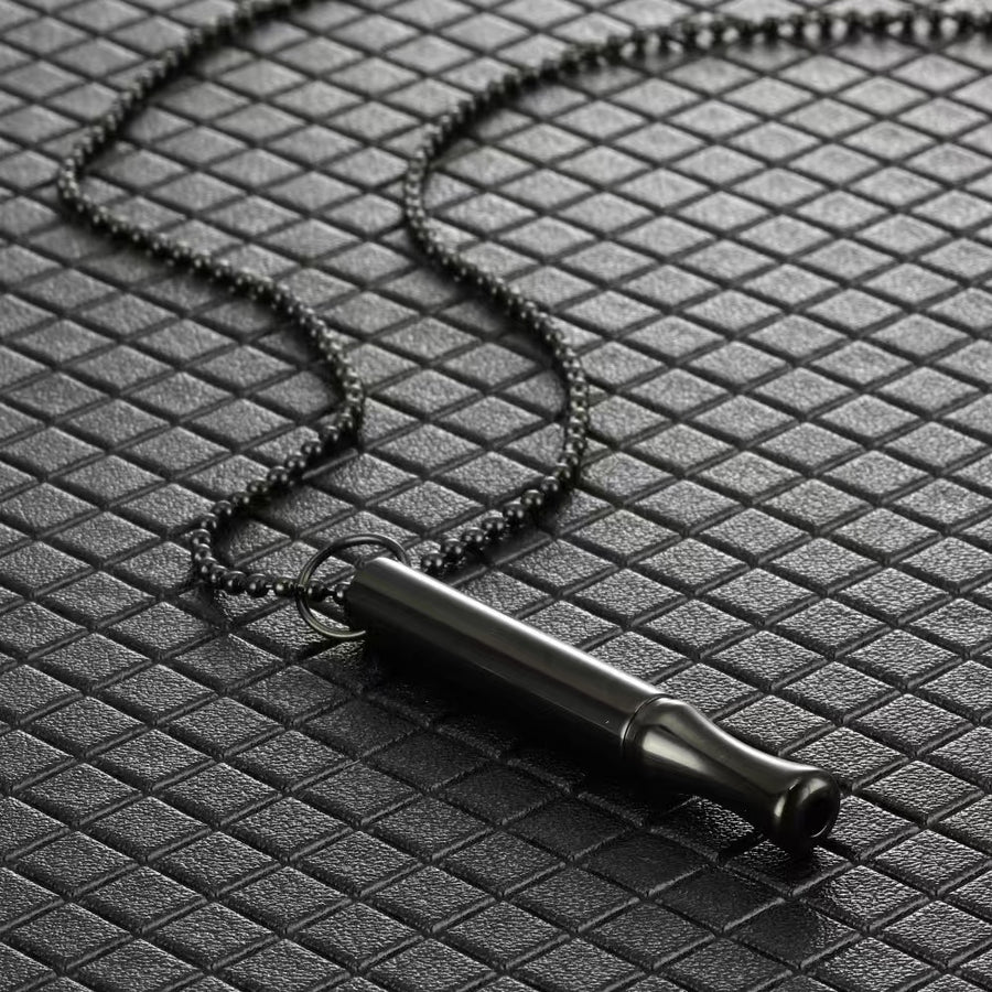 Stainless Steel Whistle Pendant Necklace in Gold