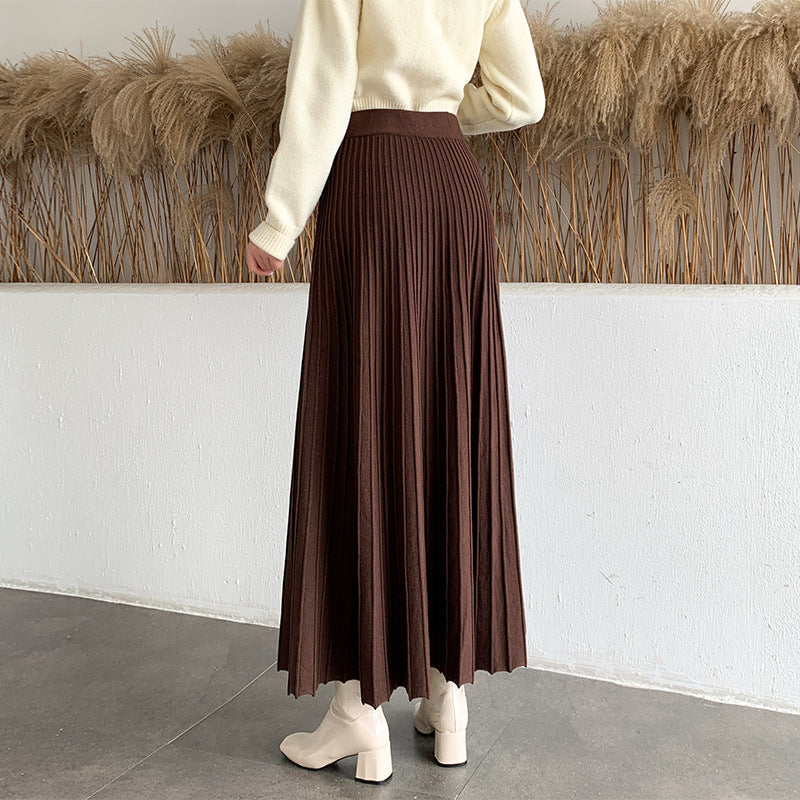 Pleated Knit Mini Skirt - High-Waisted & Flared Style