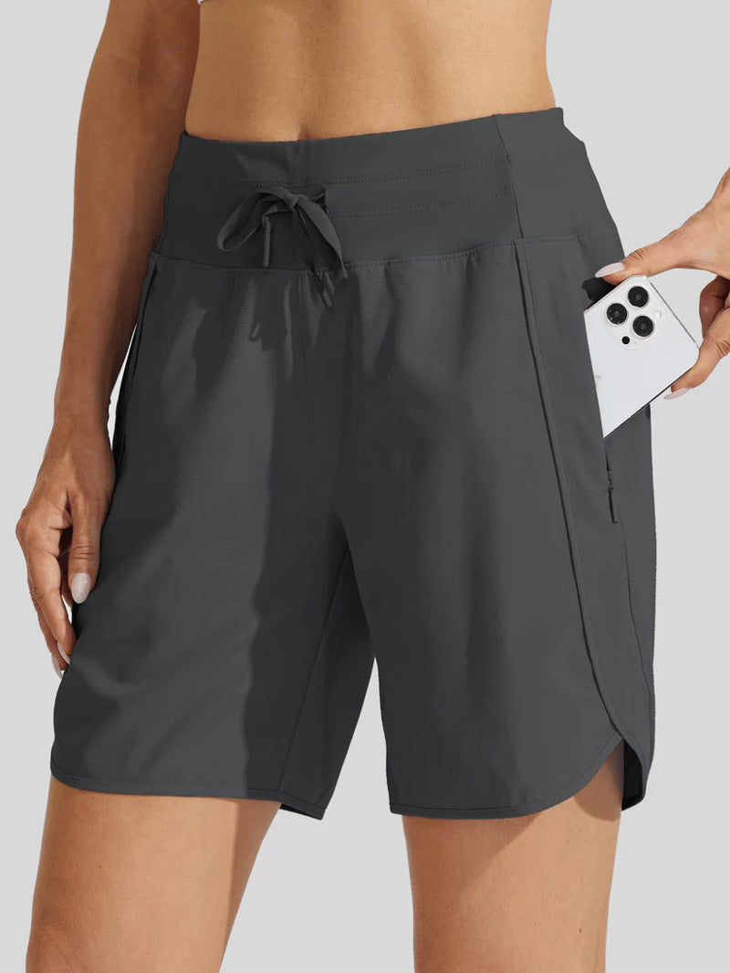 Casual Zipper Yoga Sports Shorts for Women