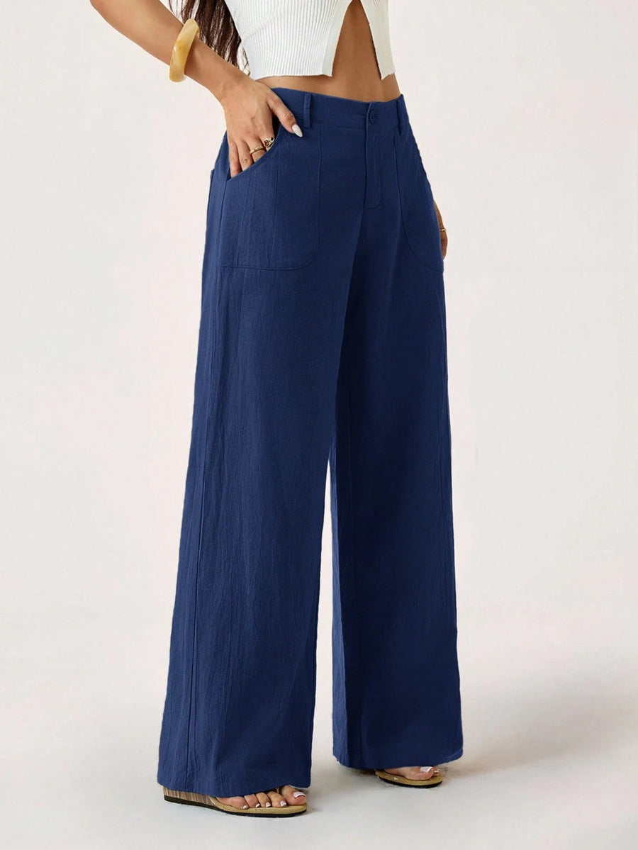 New Womens Cotton-linen Wide-leg Pants for Effortless Style