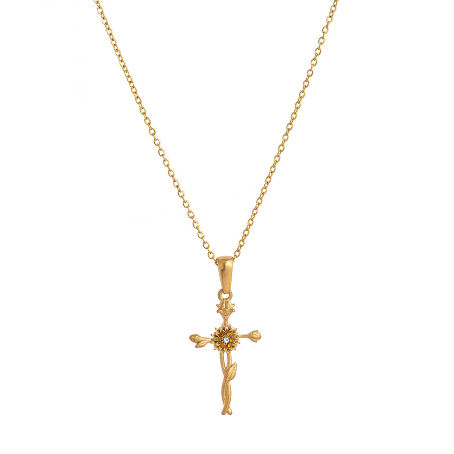 Retro Classic December Titanium Steel Flower Necklace for Women