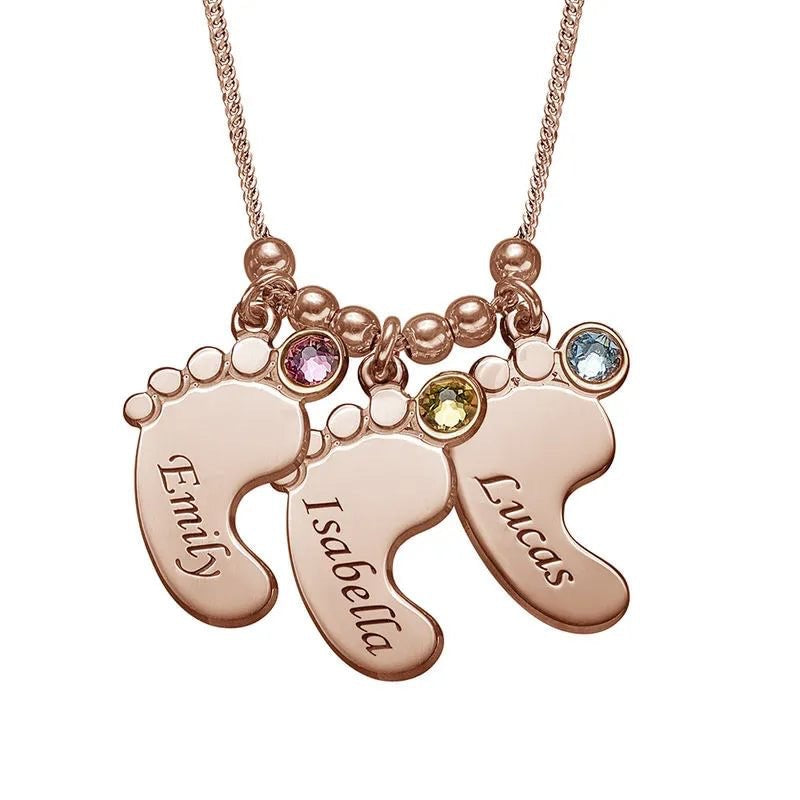 Simple Mother's Day Anklet Necklace with December Birthstone