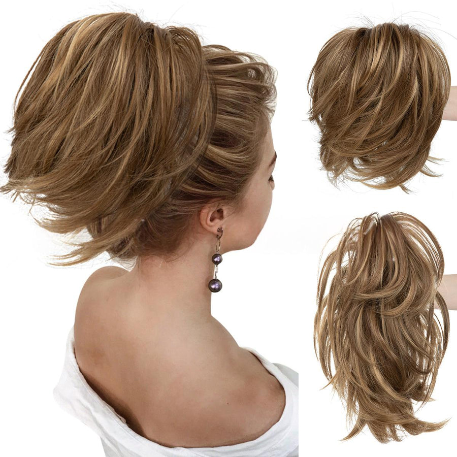 Voluminous Short Curls Clip-On Ponytail with Claw Clip