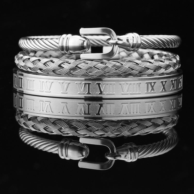 Vintage Copper Zirconium Crown Woven Bracelet Suit