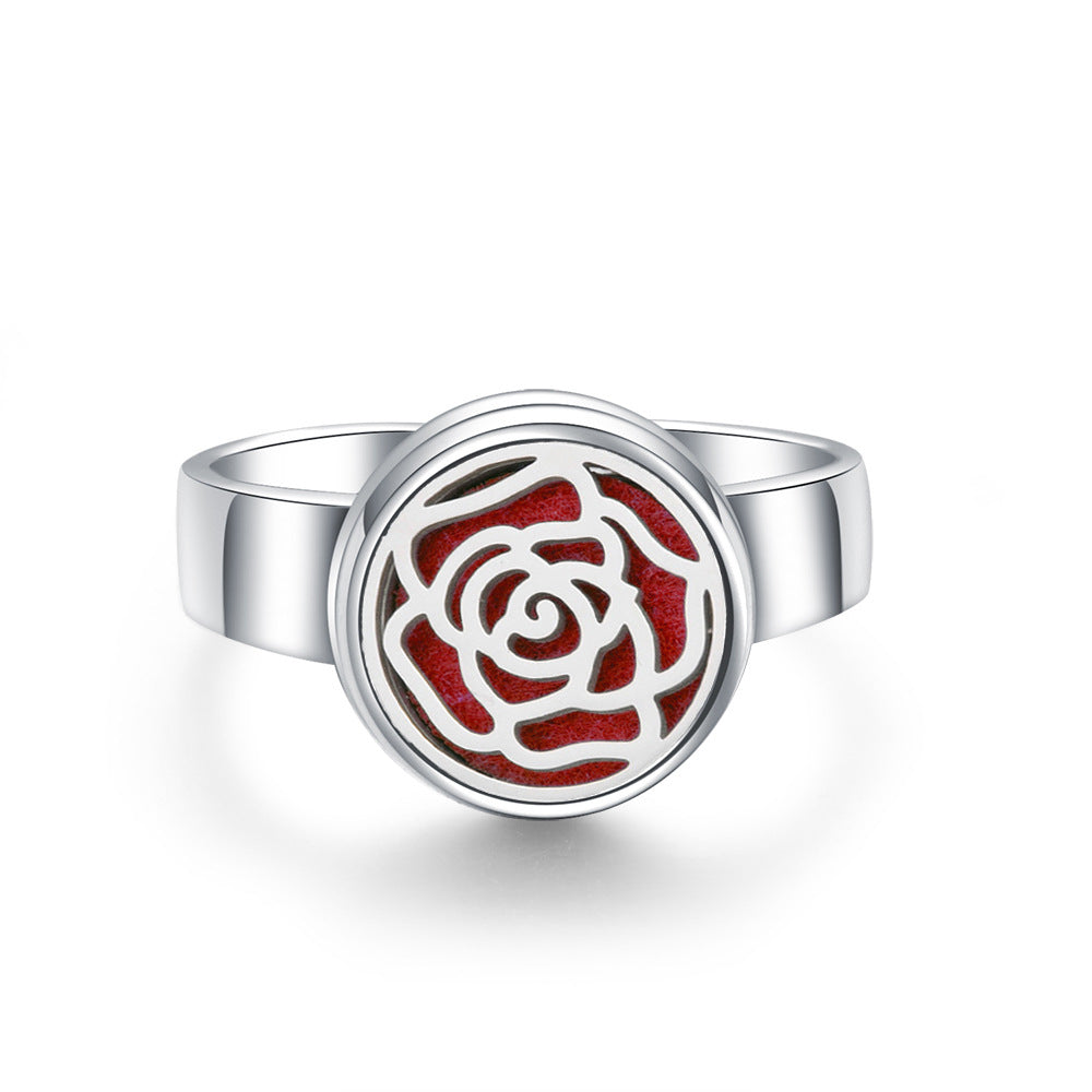 Stainless Steel Aromatherapy Locket Ring - Tree of Life Design