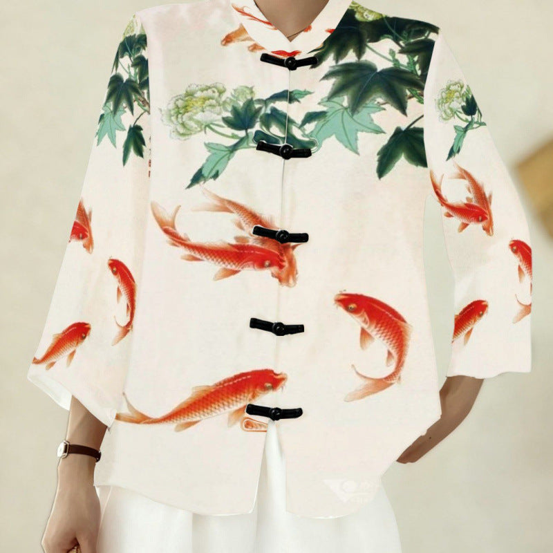Chinese-style Tang Suit Women's 3D Digital-print Tank Top