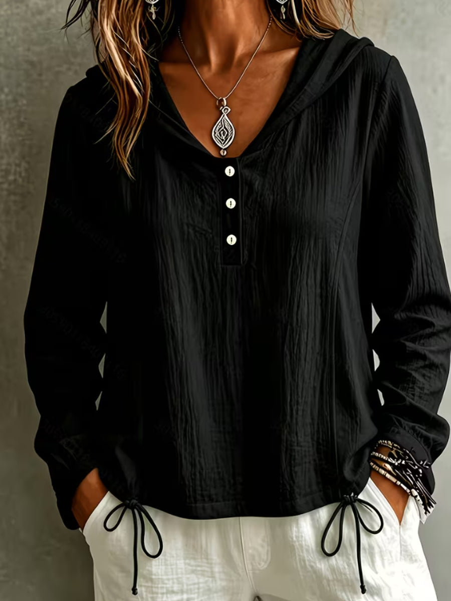 Casual Loose-fit Long-sleeve Hoodie for Effortless Style
