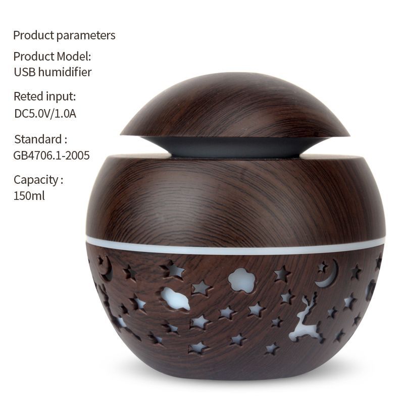 Colorful Transparent Mute Wood Grain Humidifier for Home Office