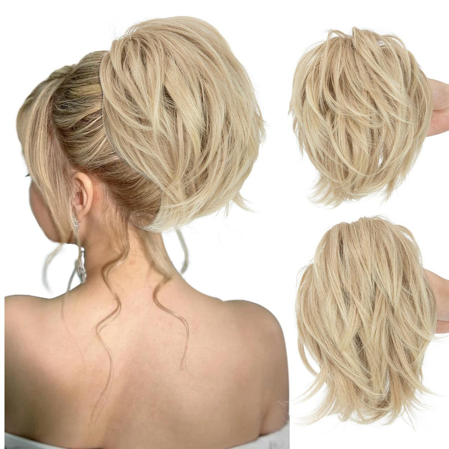 Voluminous Short Curls Clip-On Ponytail with Claw Clip