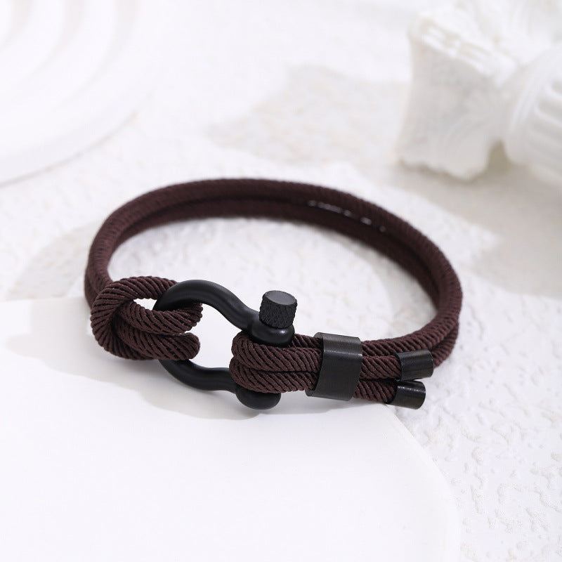 Stainless Steel Horseshoe Buckle Bracelet with Adjustable Milanese Loop