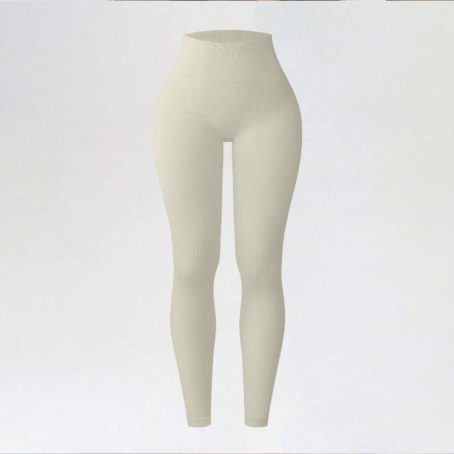 Ribbed Seamless High-Waisted Yoga Leggings for Autumn