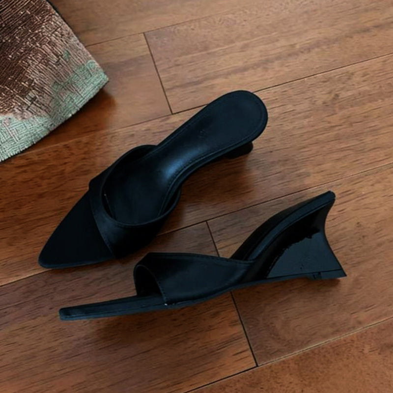 Elegant Wedge Heel Open-Toe Slide Sandals for Summer Dress