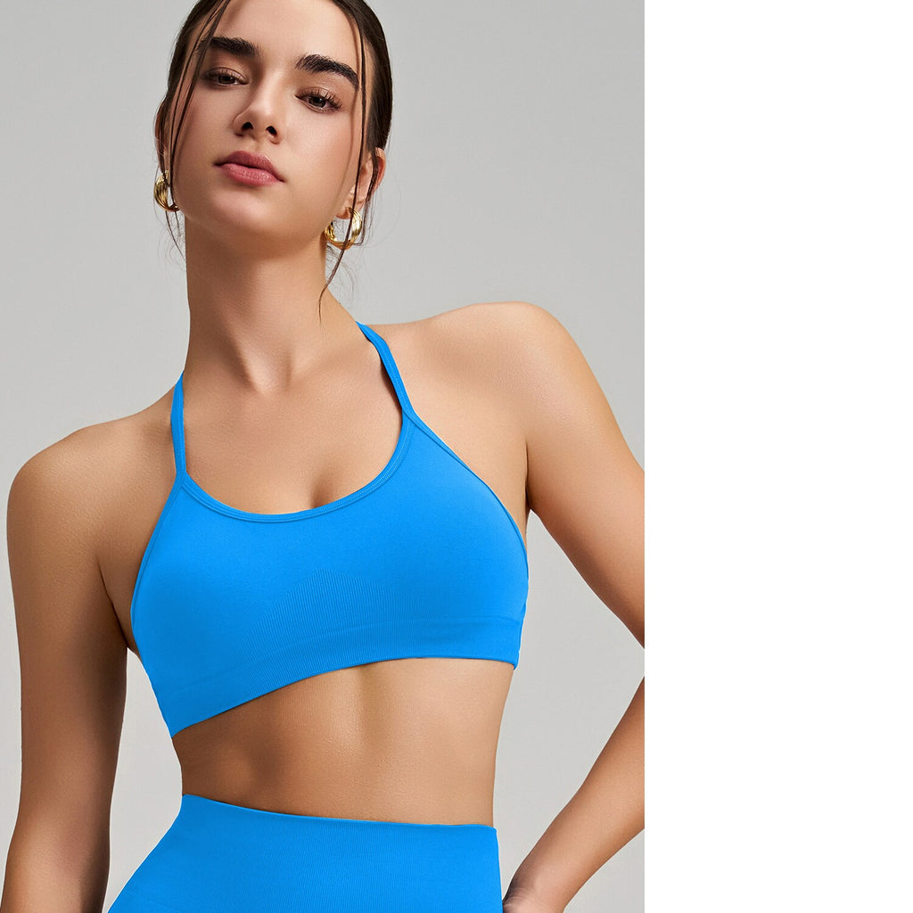 Women's Seamless Thin Strap Cross Back Yoga Outfit Set