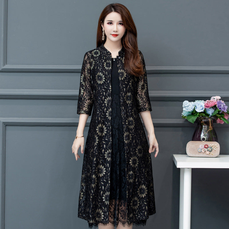 Womens Lightweight Outerwear Printed Shawl Jacket - Trendy Denim