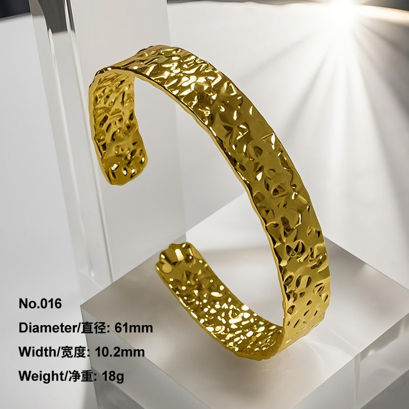 Retro Irregular Hollowed-Out Titanium Steel Bracelet