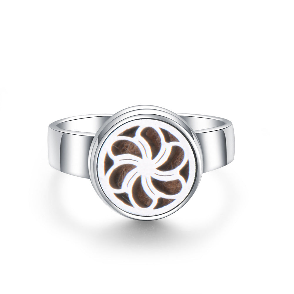 Stainless Steel Aromatherapy Locket Ring - Tree of Life Design