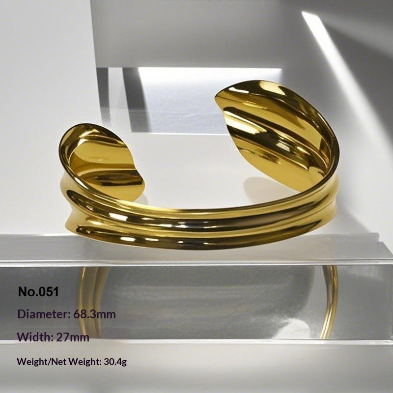 Retro Irregular Hollowed-Out Titanium Steel Bracelet