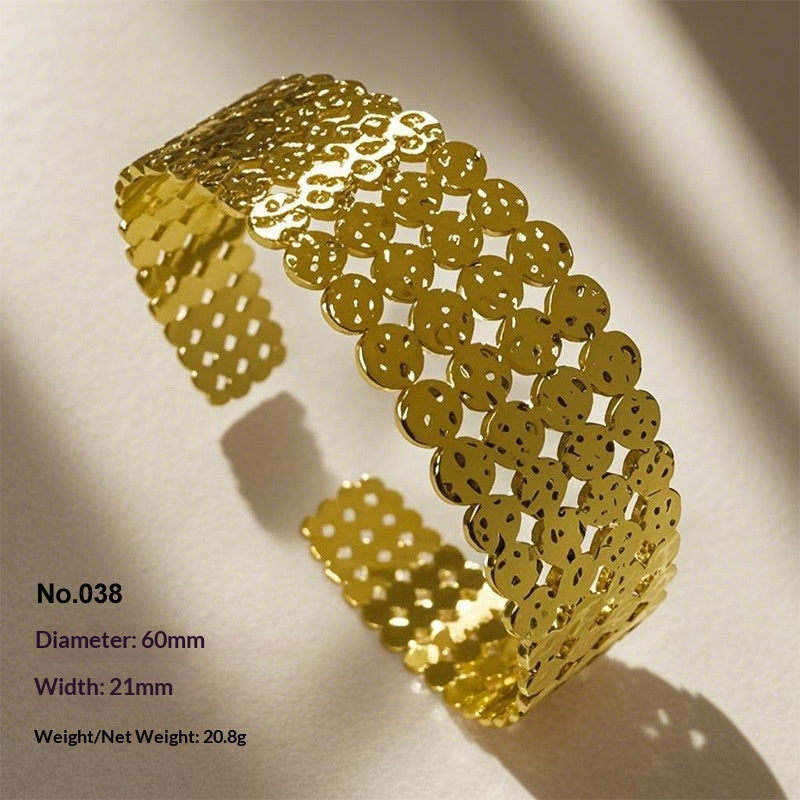 Retro Irregular Hollowed-Out Titanium Steel Bracelet