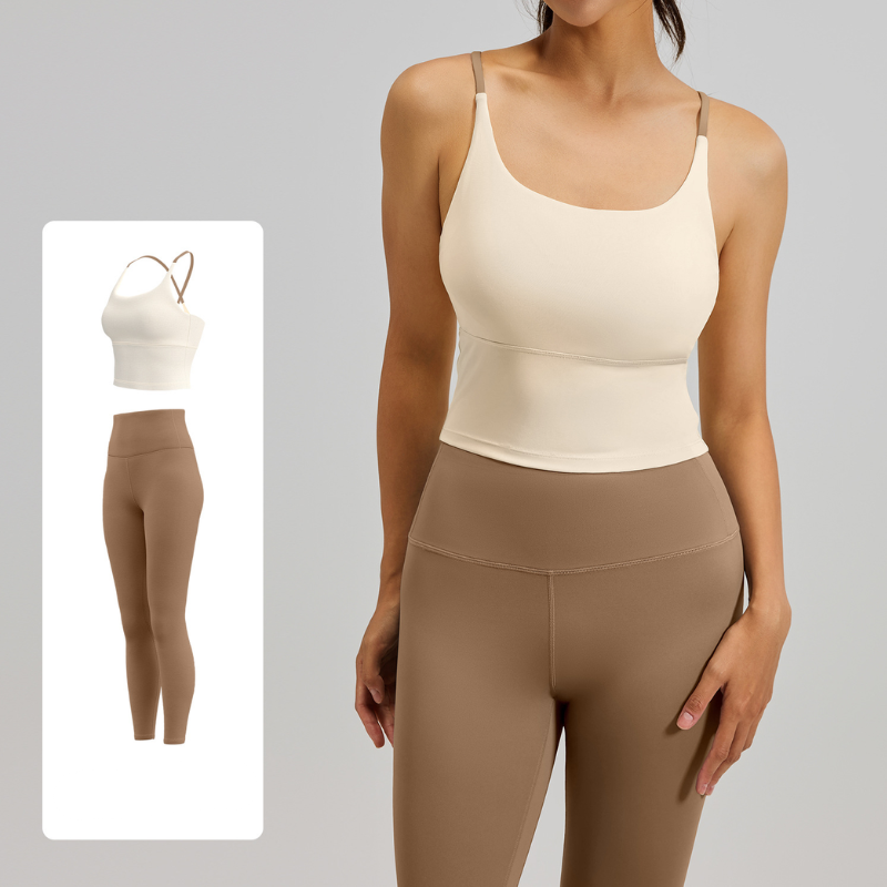 Women's Two-Piece Sports Fitness Outfit - Camisole & Long Pants