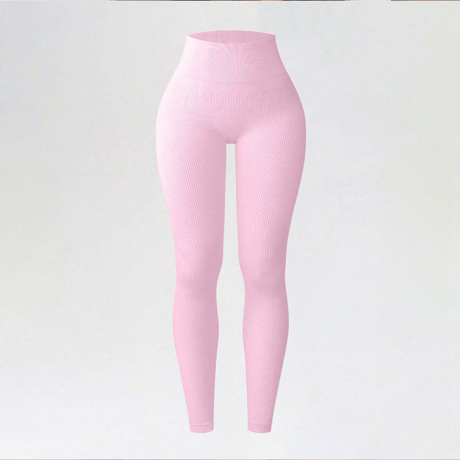 Ribbed Seamless High-Waisted Yoga Leggings for Autumn