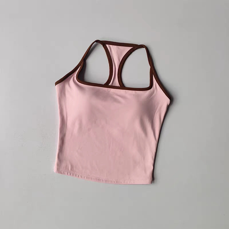 Strap-back Breathable Yoga Tank Top with I-shaped Back Design