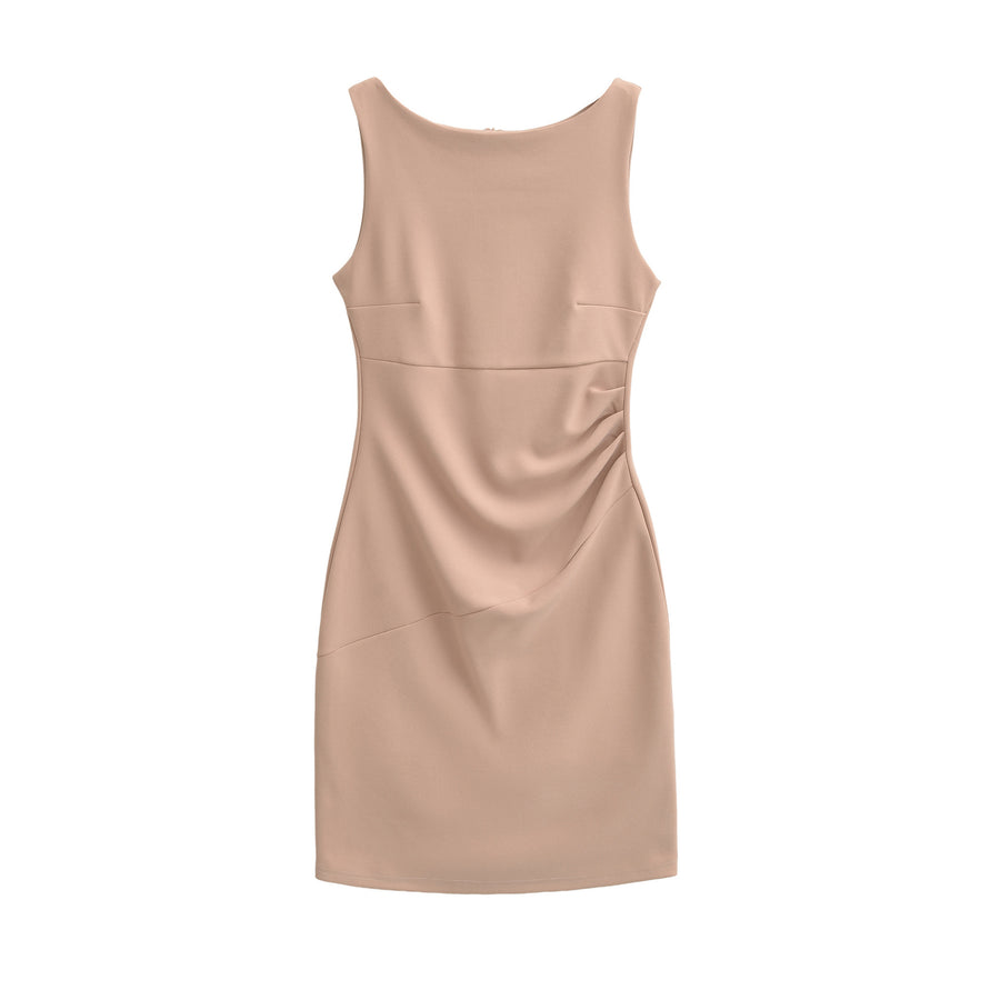 Fashionable Solid-Color Slim-Fit Sleeveless Dress for Women