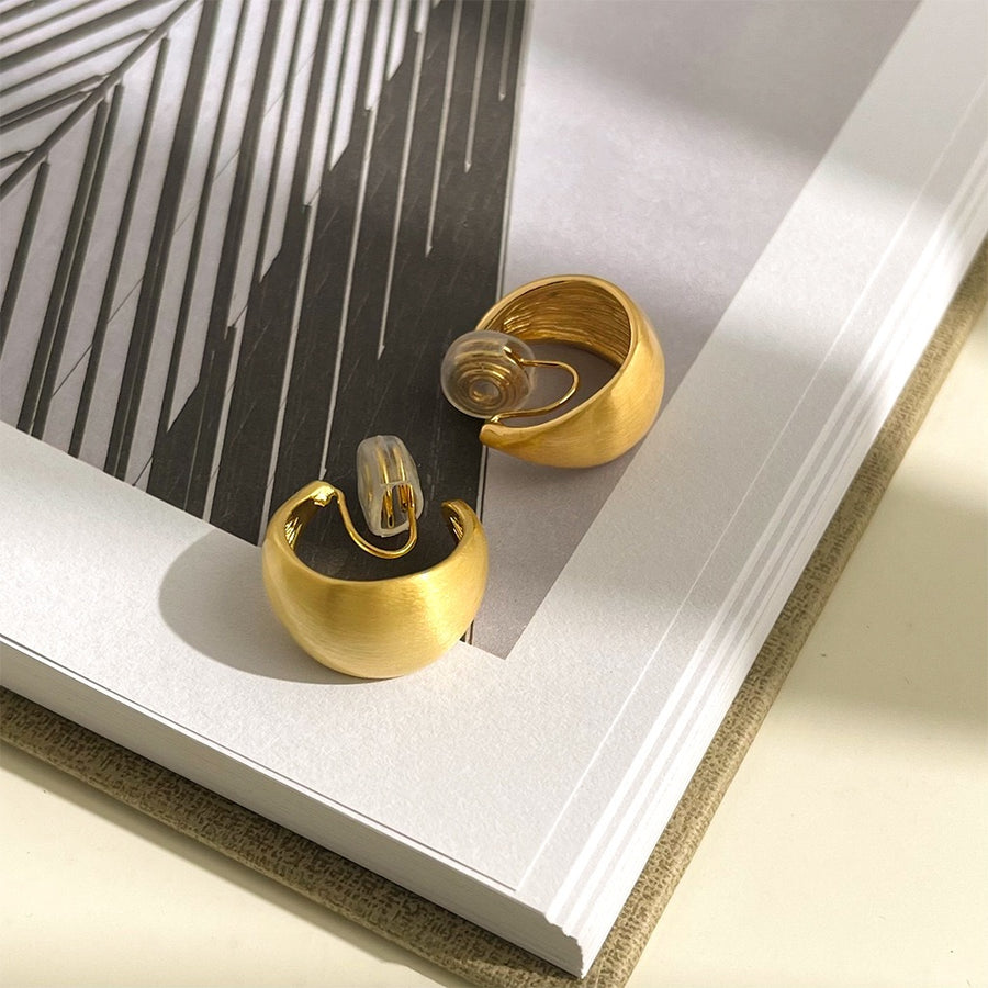 French Brushed Metal Ear Clips - No Piercing Coil Earrings