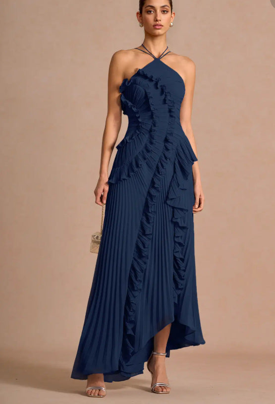 Womens Halter-neck Sexy Strapless Backless Dress