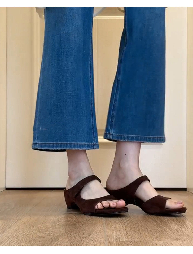 Sheepskin Texture Minimalist One-Strap Slide Sandals